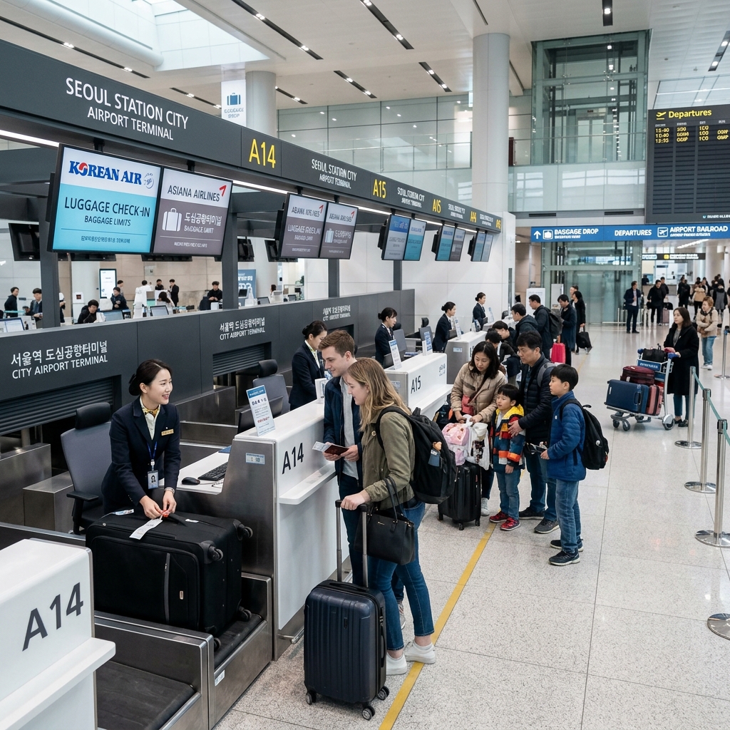 Seoul Station City Airport Terminal Check-in Counter and Luggage Drop